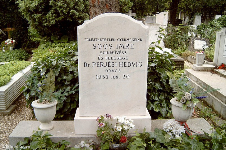 Soós Imre sírja a Farkasréti temetőben