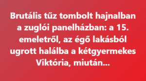 Brutális tűz tombolt hajnalban a zuglói panelházban: a 15. emeletről, az égő lakásból ugrott halálba a kétgyermekes Viktória, miután…